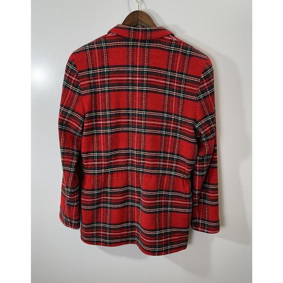 Olivier Strelli Women’s Wool Tartan Blazer Sz L 42 Red Plaid Preppy Academiacore - Picture 2 of 8